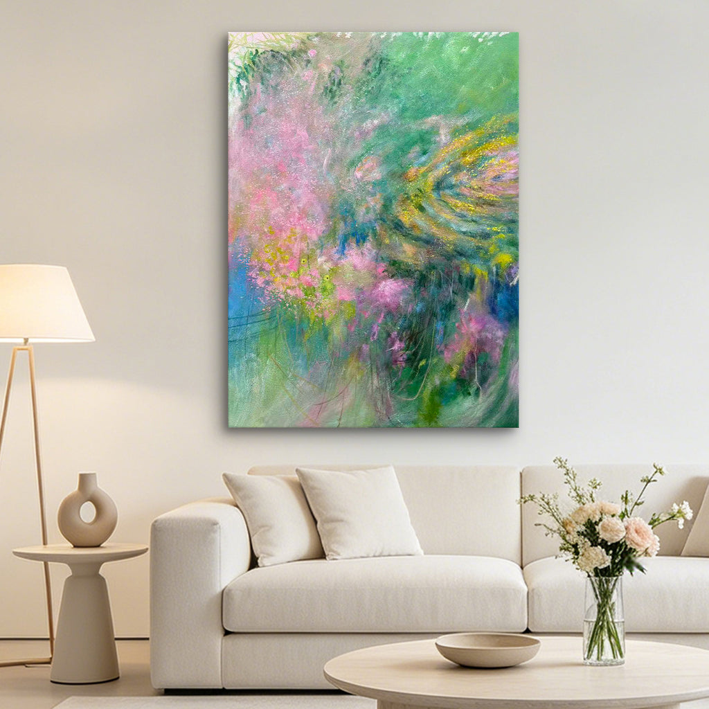 Garden Reverie – Original Hand Painted Abstract Oil Painting on Canvas | Dreamy Botanical Wall Art