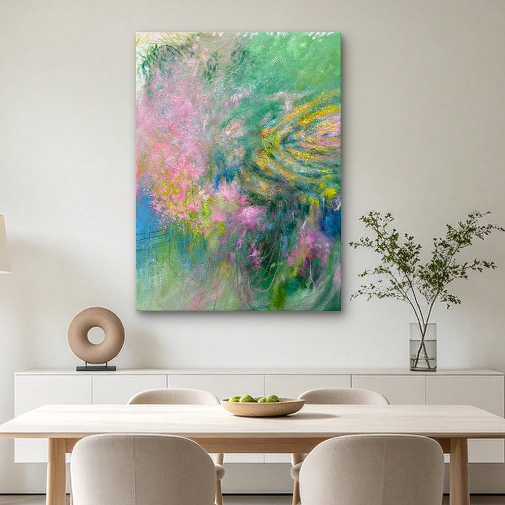 Garden Reverie – Original Hand Painted Abstract Oil Painting on Canvas | Dreamy Botanical Wall Art