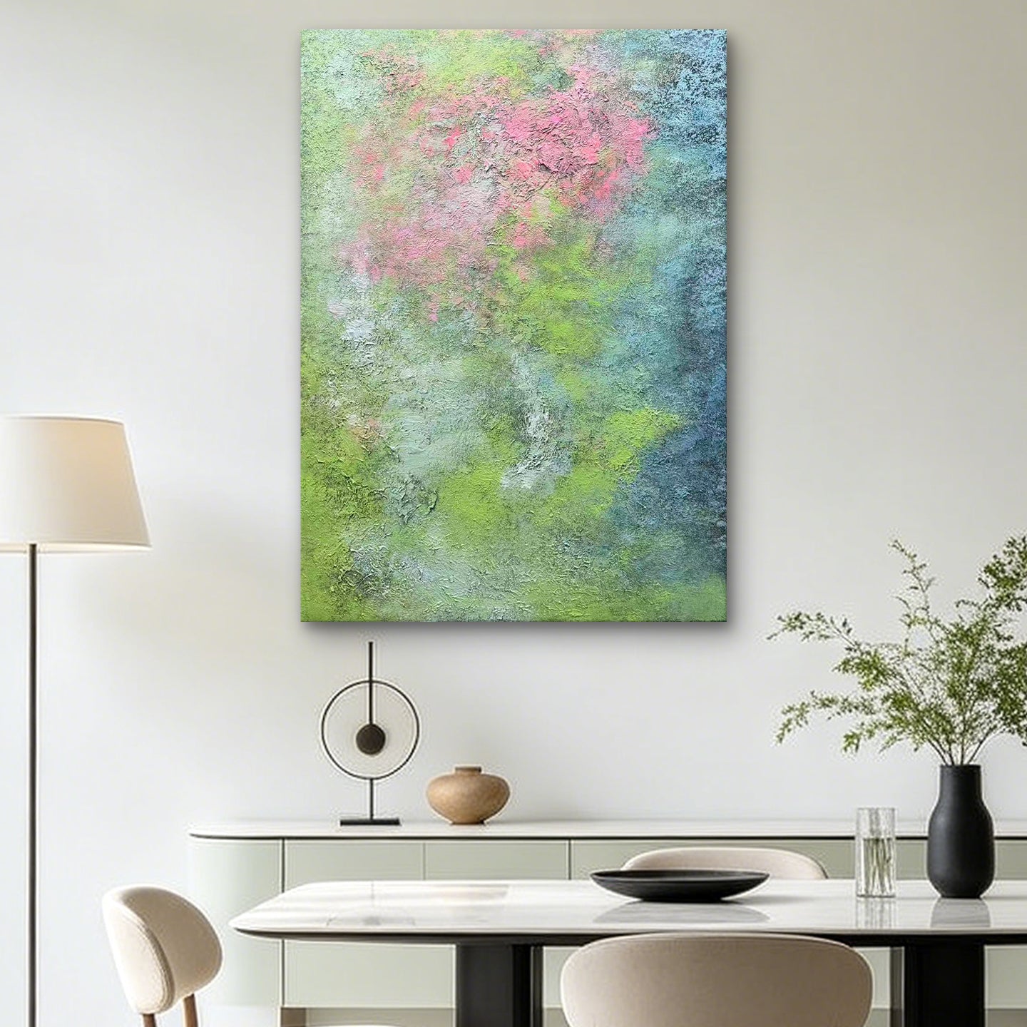 Misty Garden – Original Abstract Oil Painting on Canvas | Atmospheric Botanical Wall Art