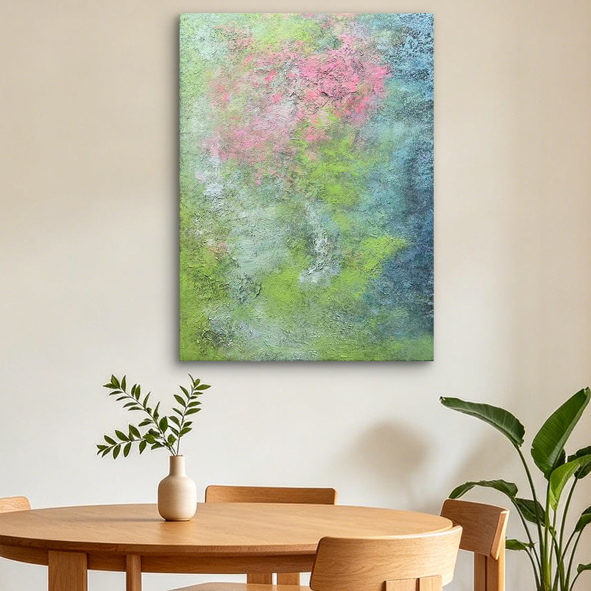 Misty Garden – Original Abstract Oil Painting on Canvas | Atmospheric Botanical Wall Art