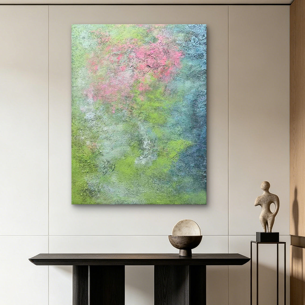Misty Garden – Original Abstract Oil Painting on Canvas | Atmospheric Botanical Wall Art