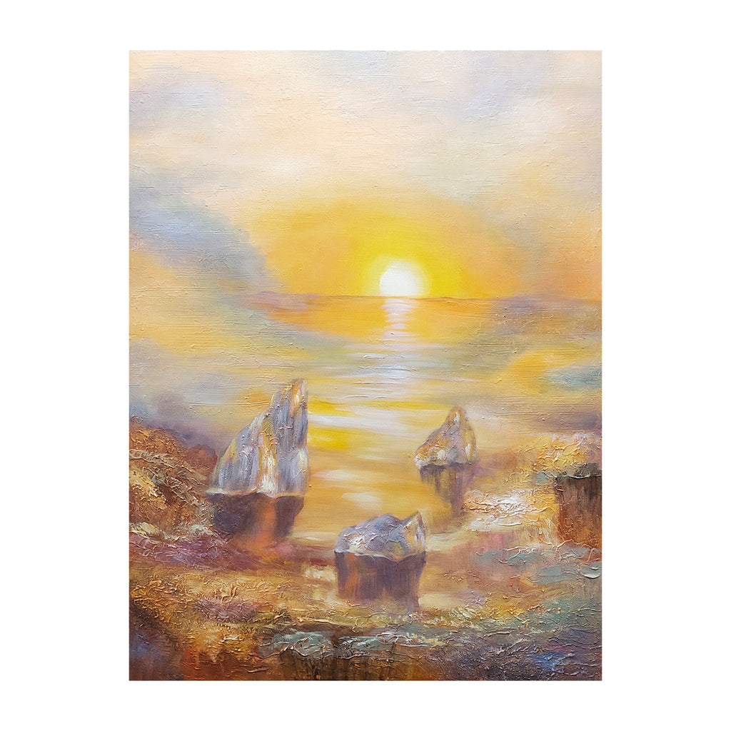 Golden Tide – Original Hand Painted Abstract Ocean Oil Painting on Canvas | Coastal Landscape Wall Art