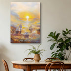 Golden Tide – Original Hand Painted Abstract Ocean Oil Painting on Canvas | Coastal Landscape Wall Art