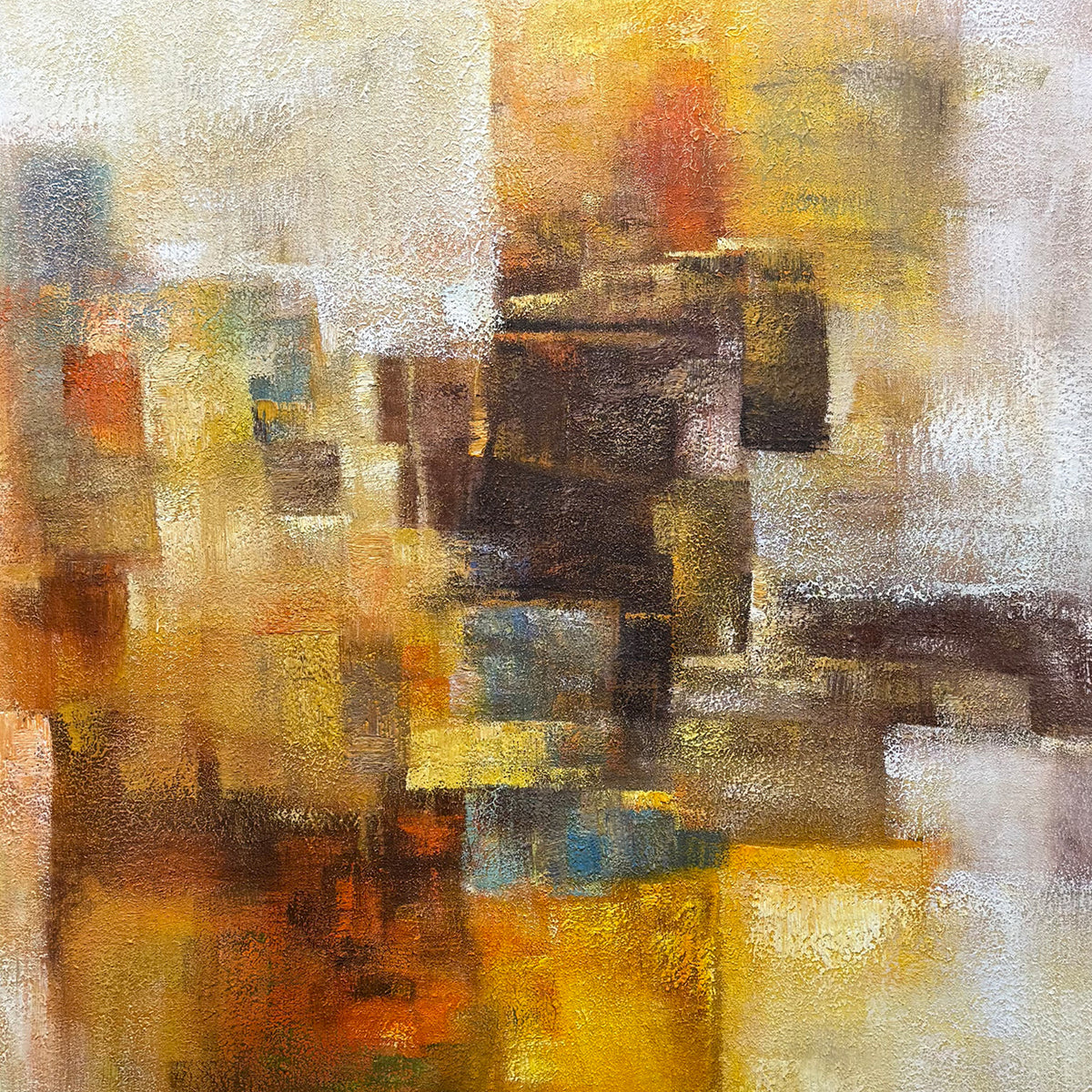 Golden Reverie – Original Abstract Oil Painting on Canvas | Modern Geometric Wall Art