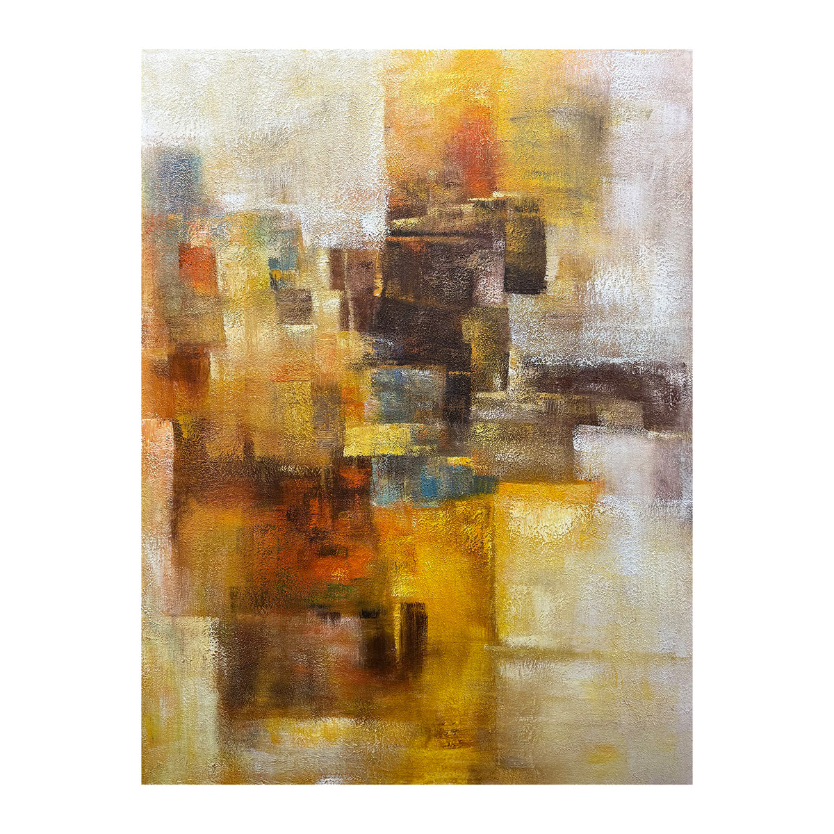 Golden Reverie – Original Abstract Oil Painting on Canvas | Modern Geometric Wall Art