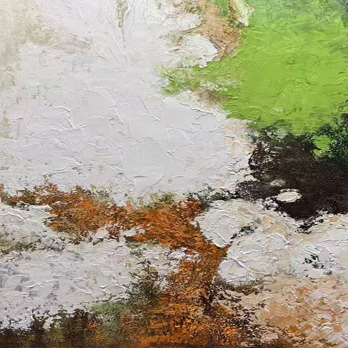 Verdant Passage – Original Textured Abstract Oil Painting on Canvas | Green & Neutral Wall Art
