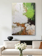 Verdant Passage – Original Textured Abstract Oil Painting on Canvas | Green & Neutral Wall Art