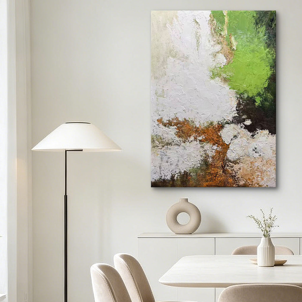 Verdant Passage – Original Textured Abstract Oil Painting on Canvas | Green & Neutral Wall Art