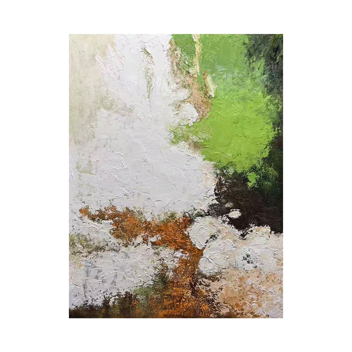 Verdant Passage – Original Textured Abstract Oil Painting on Canvas | Green & Neutral Wall Art
