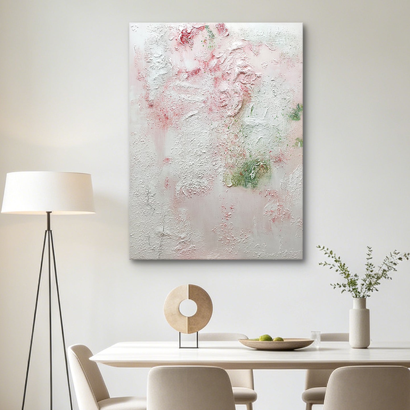 Petal Whispers – Original Textured Abstract Oil Painting | Blush Pink & White Wall Art