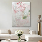 Petal Whispers – Original Textured Abstract Oil Painting | Blush Pink & White Wall Art