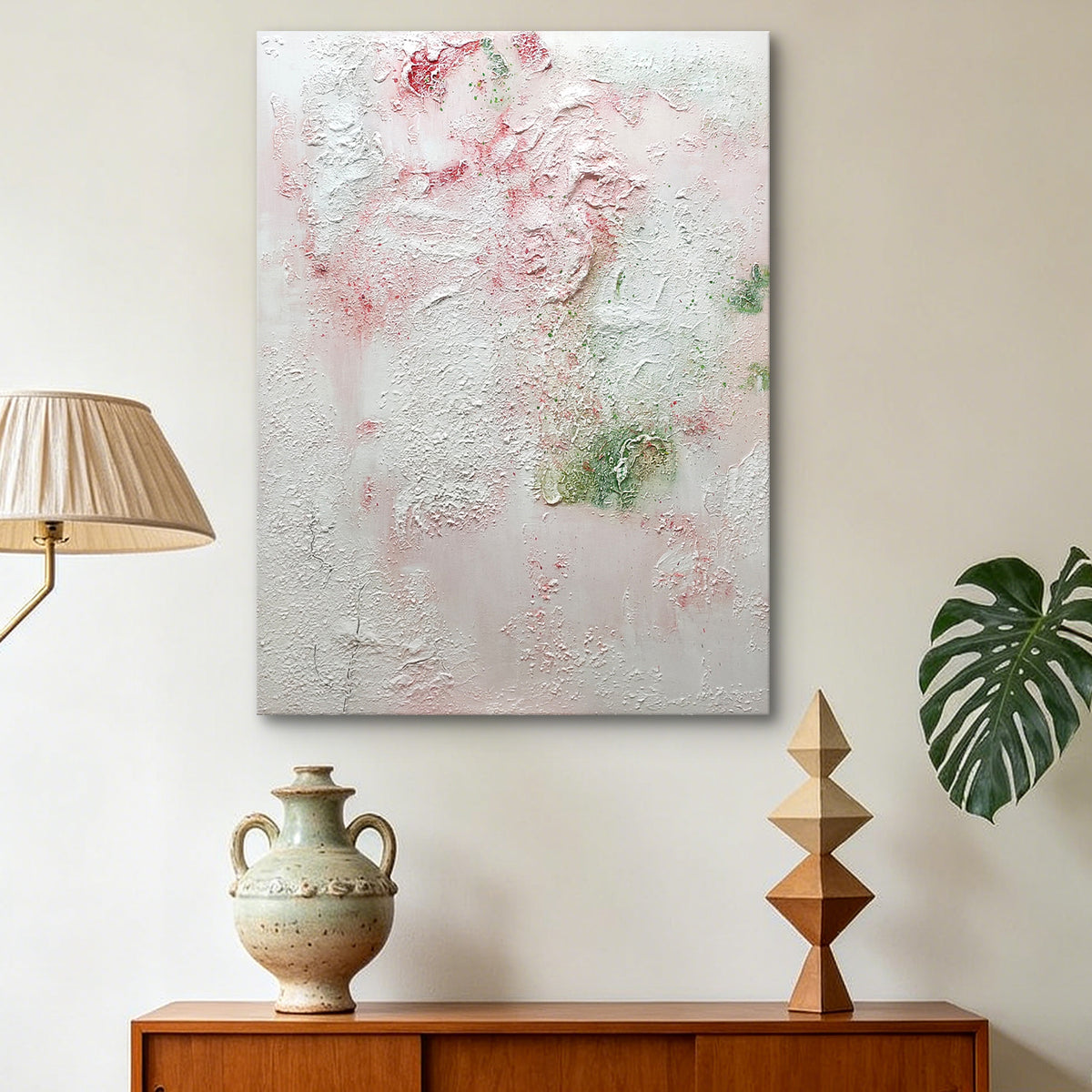 Petal Whispers – Original Textured Abstract Oil Painting | Blush Pink & White Wall Art