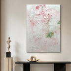 Petal Whispers – Original Textured Abstract Oil Painting | Blush Pink & White Wall Art