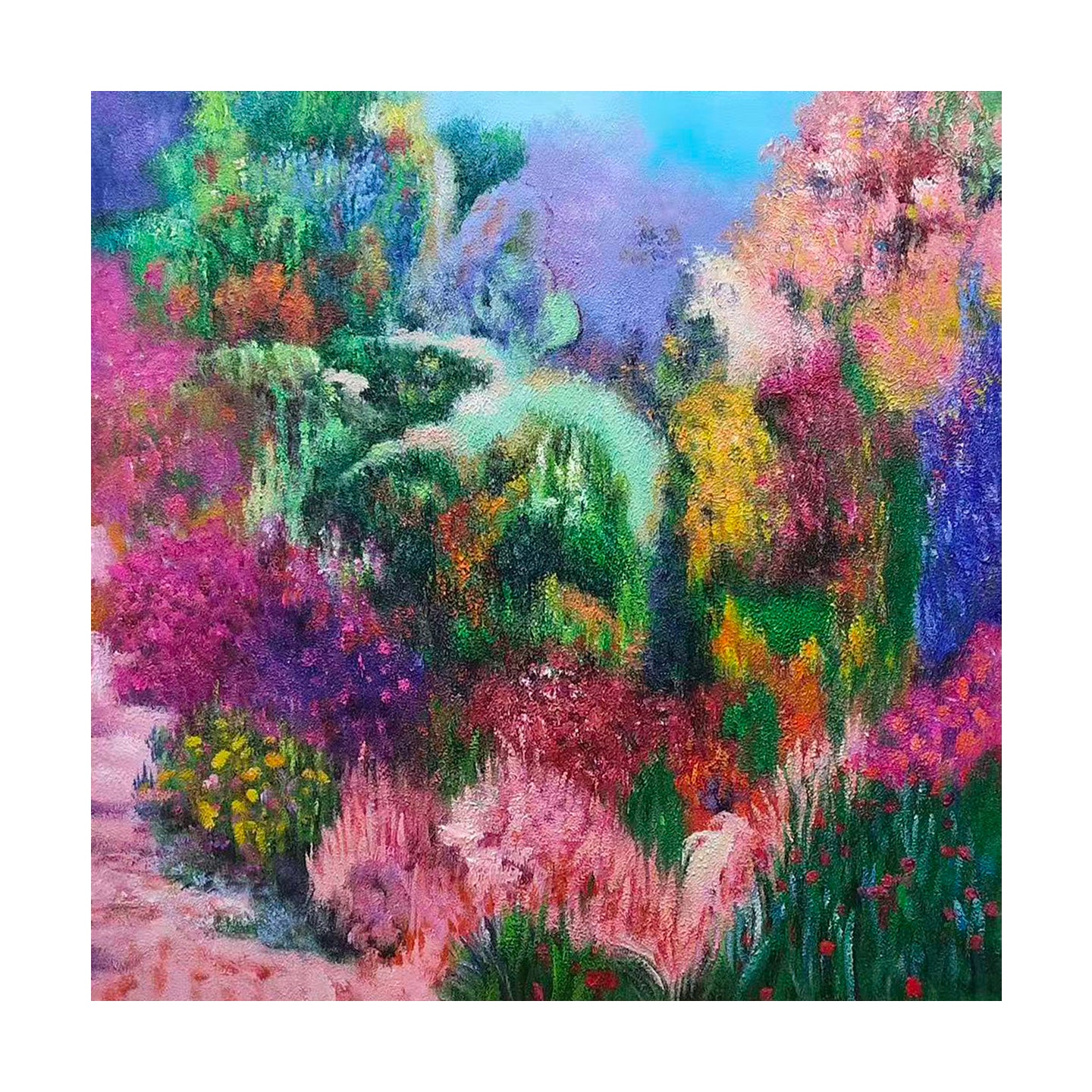 Garden in Bloom – Colorful Abstract Garden Oil Painting | Original Wall Art