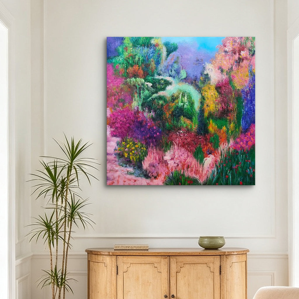 Garden in Bloom – Colorful Abstract Garden Oil Painting | Original Wall Art