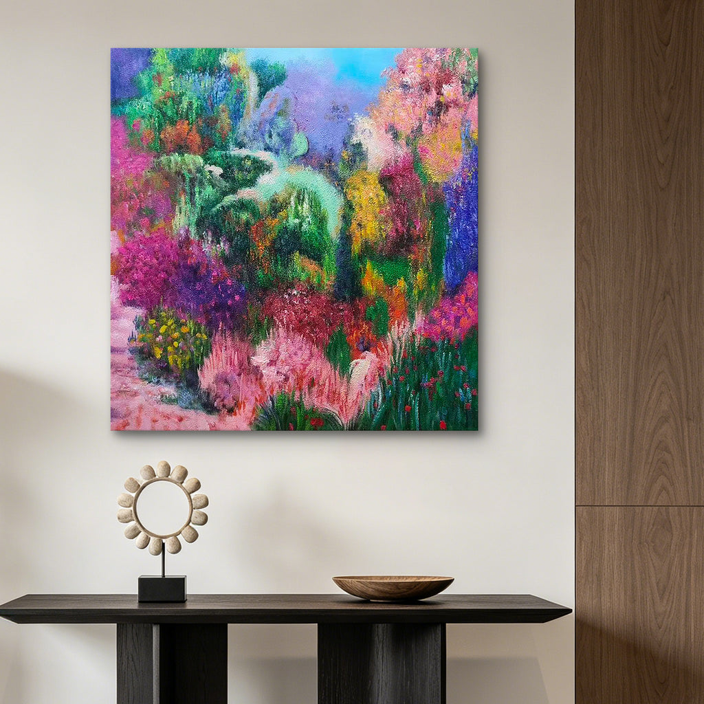 Garden in Bloom – Colorful Abstract Garden Oil Painting | Original Wall Art