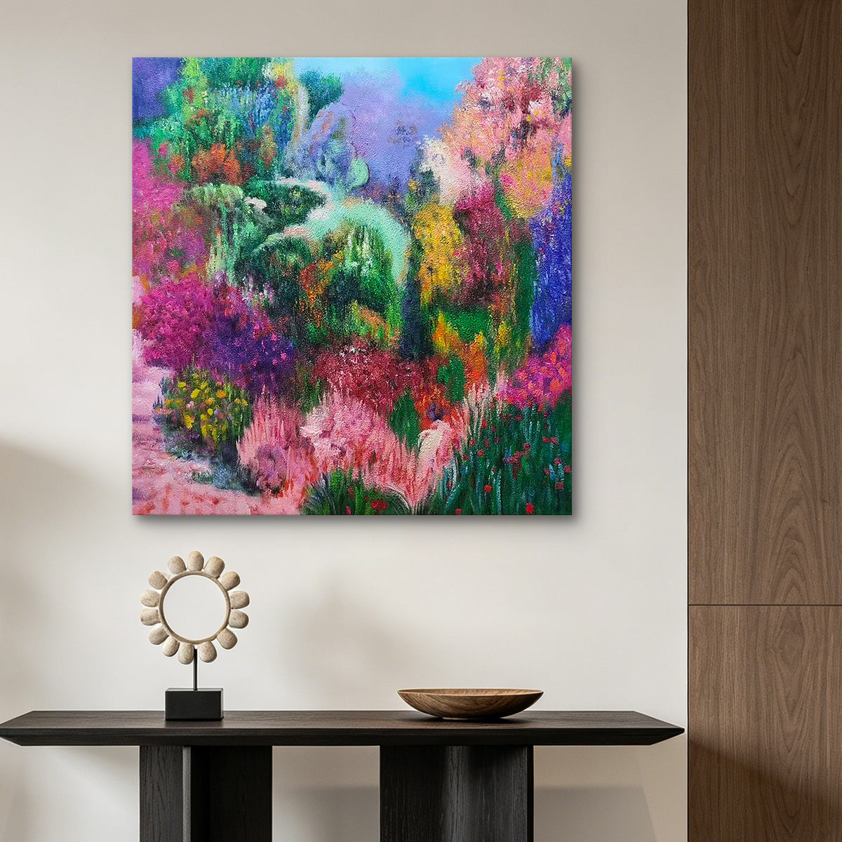 Garden in Bloom – Colorful Abstract Garden Oil Painting | Original Wall Art
