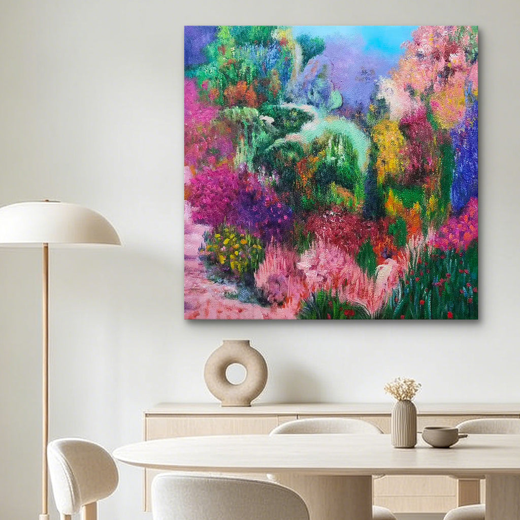 Garden in Bloom – Colorful Abstract Garden Oil Painting | Original Wall Art