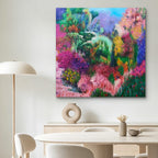 Garden in Bloom – Colorful Abstract Garden Oil Painting | Original Wall Art