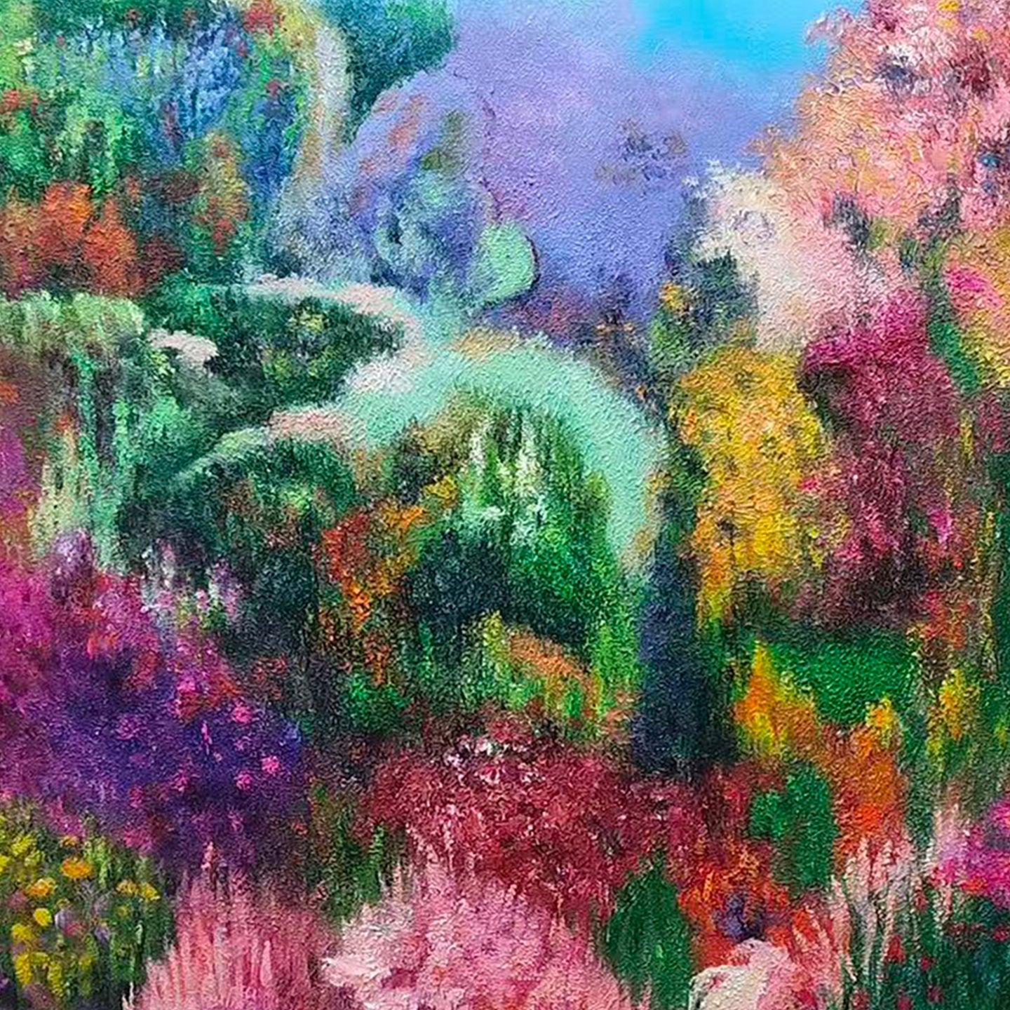 Garden in Bloom – Colorful Abstract Garden Oil Painting | Original Wall Art
