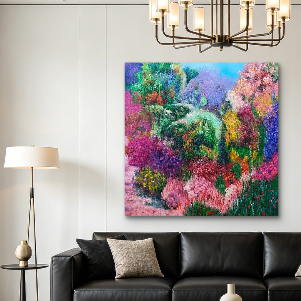 Garden in Bloom – Colorful Abstract Garden Oil Painting | Original Wall Art