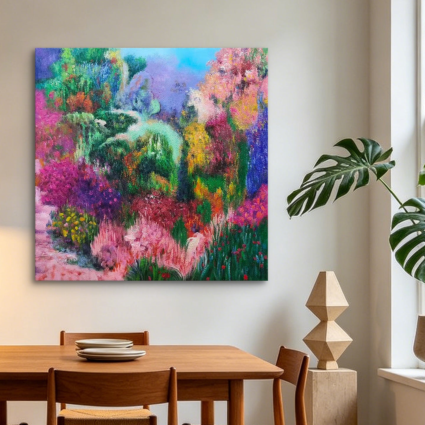 Garden in Bloom – Colorful Abstract Garden Oil Painting | Original Wall Art