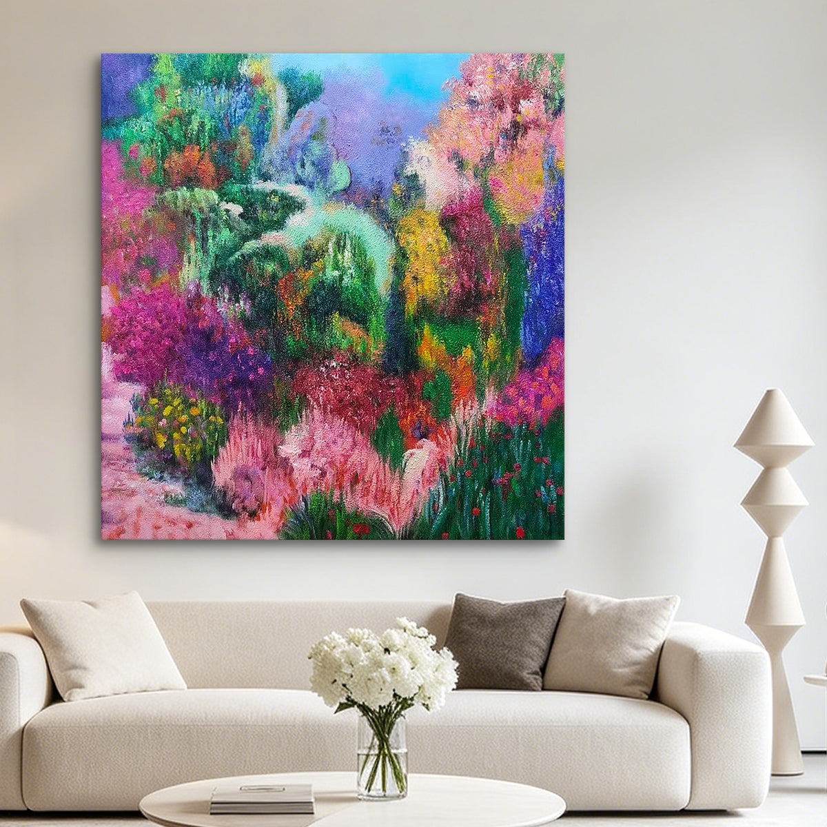 Garden in Bloom – Colorful Abstract Garden Oil Painting | Original Wall Art