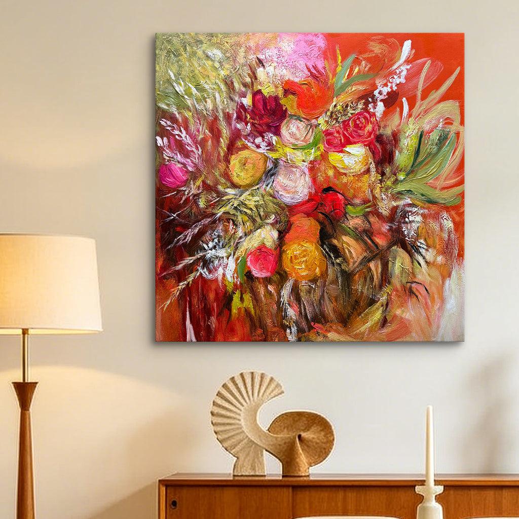 Wild Bloom – Expressionist Floral Oil Painting | Colorful Abstract Wall Art