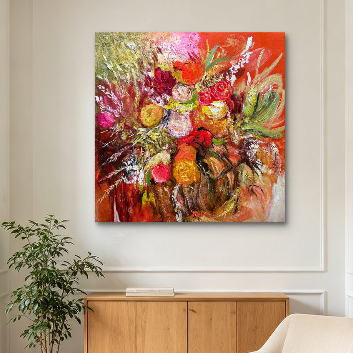 Wild Bloom – Expressionist Floral Oil Painting | Colorful Abstract Wall Art