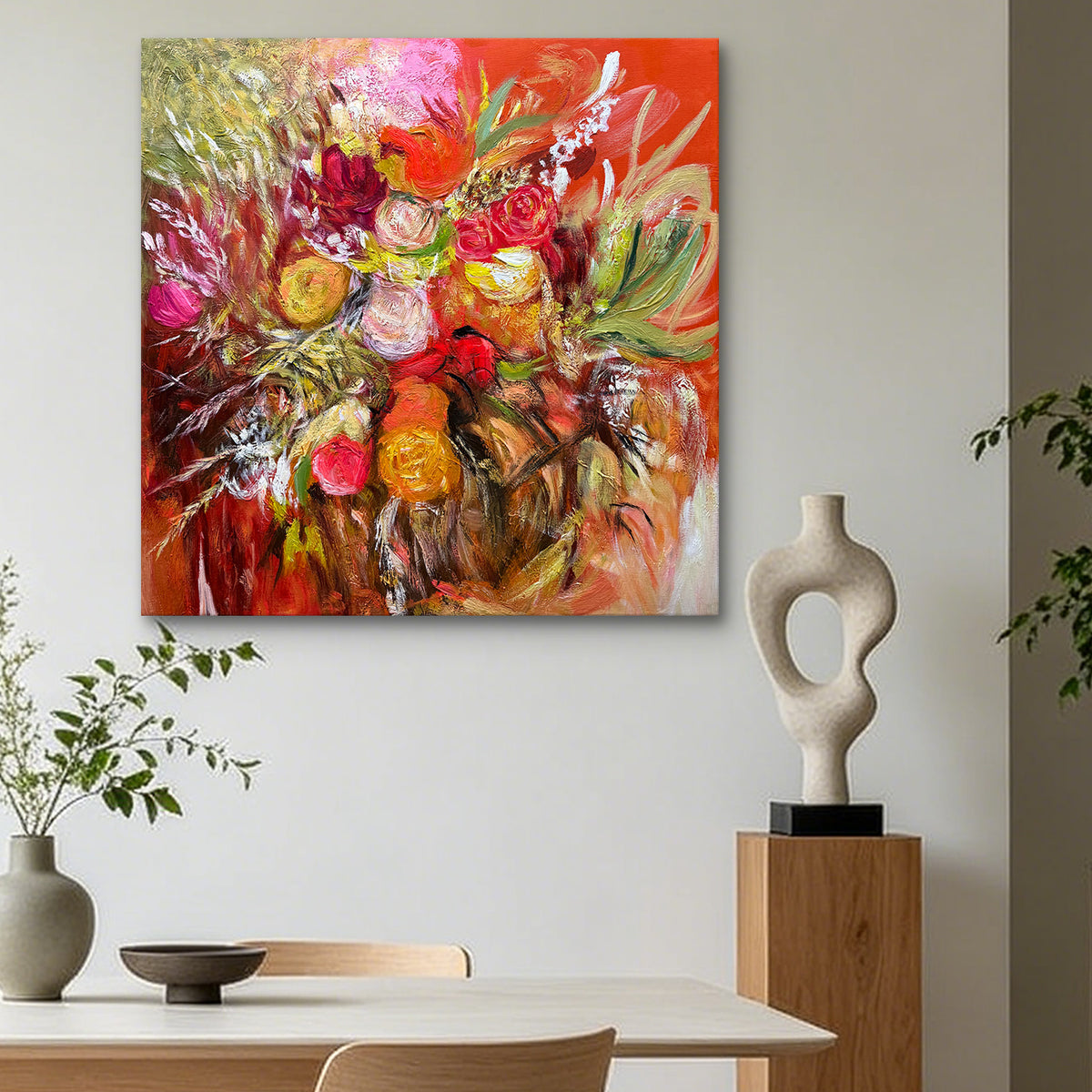 Wild Bloom – Expressionist Floral Oil Painting | Colorful Abstract Wall Art