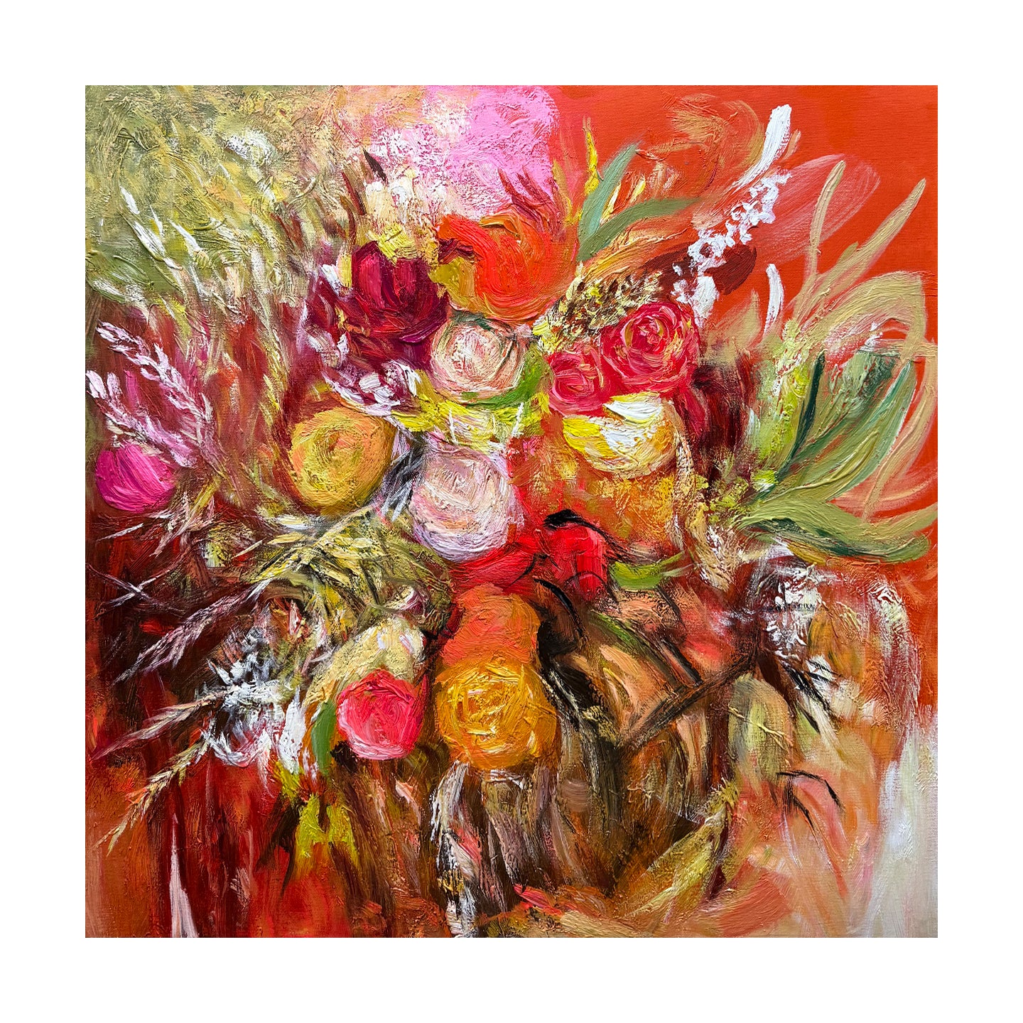 Wild Bloom – Expressionist Floral Oil Painting | Colorful Abstract Wall Art