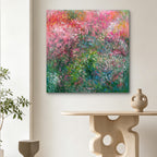 Secret Garden – Impressionistic Abstract Oil Painting | Pink & Green Botanical Art