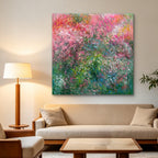 Secret Garden – Impressionistic Abstract Oil Painting | Pink & Green Botanical Art