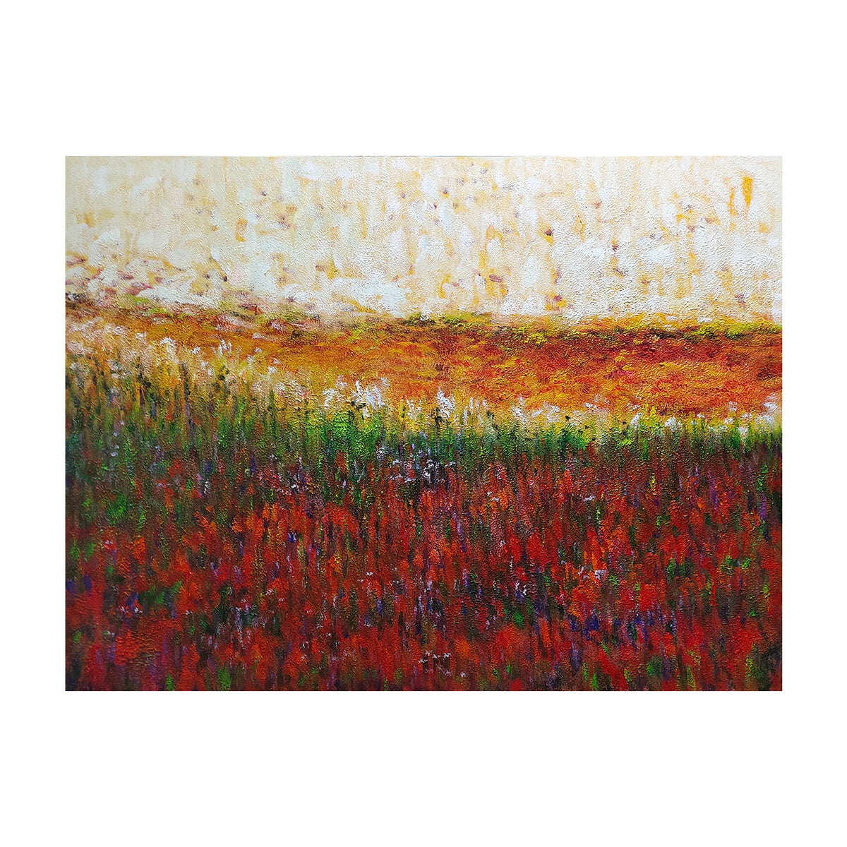 Autumn Echoes – Abstract Autumn Landscape Oil Painting | Textured Field Art