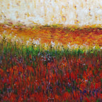 Autumn Echoes – Abstract Autumn Landscape Oil Painting | Textured Field Art