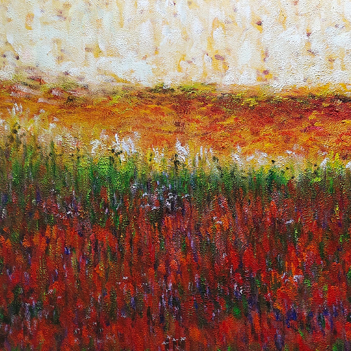 Autumn Echoes – Abstract Autumn Landscape Oil Painting | Textured Field Art