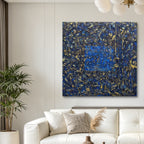 Midnight Alchemy – Blue & Gold Textured Abstract Oil Painting | Modern Wall Art
