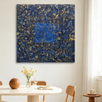 Midnight Alchemy – Blue & Gold Textured Abstract Oil Painting | Modern Wall Art