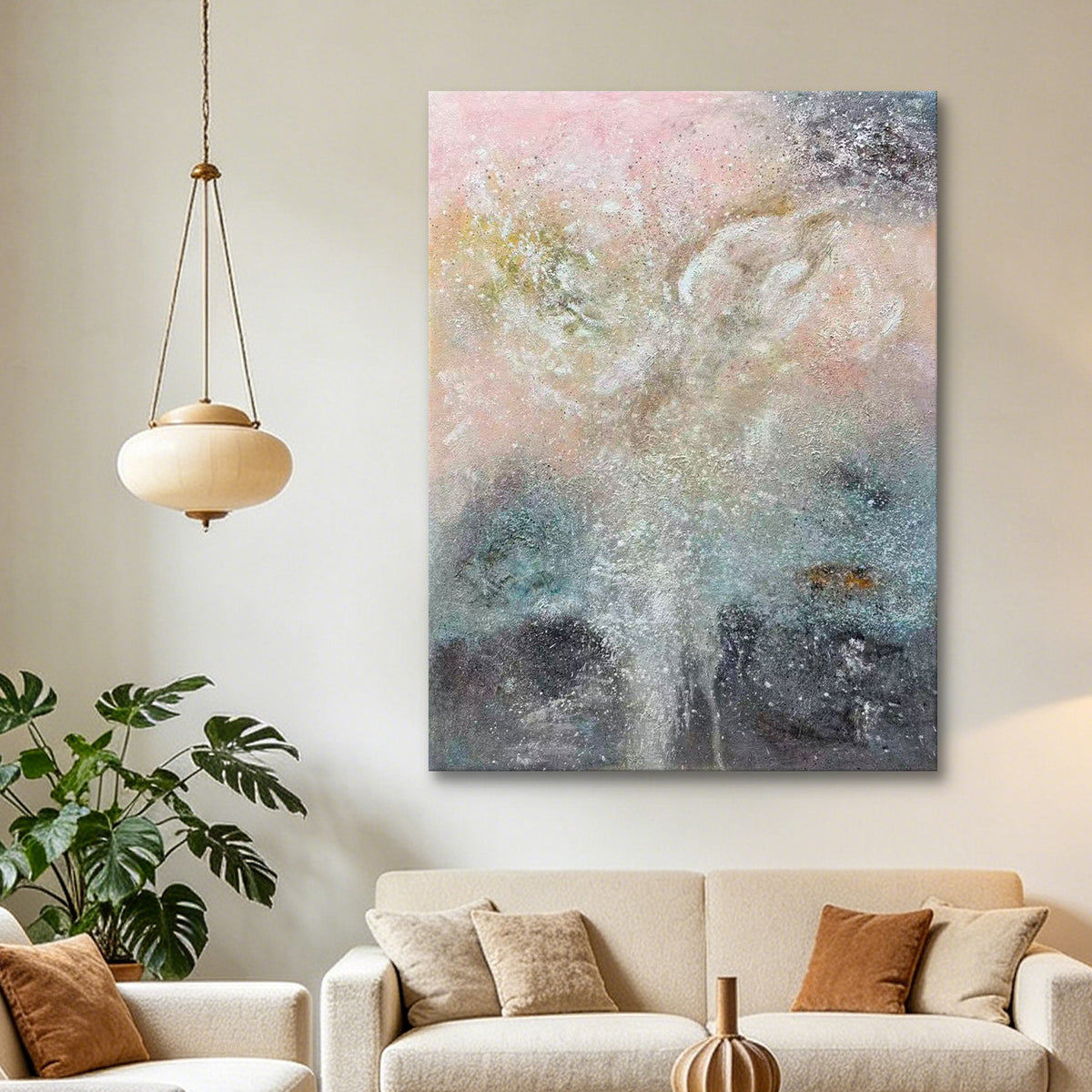Whispering Light – Soft Pastel Abstract Oil Painting | Textured Neutral Art