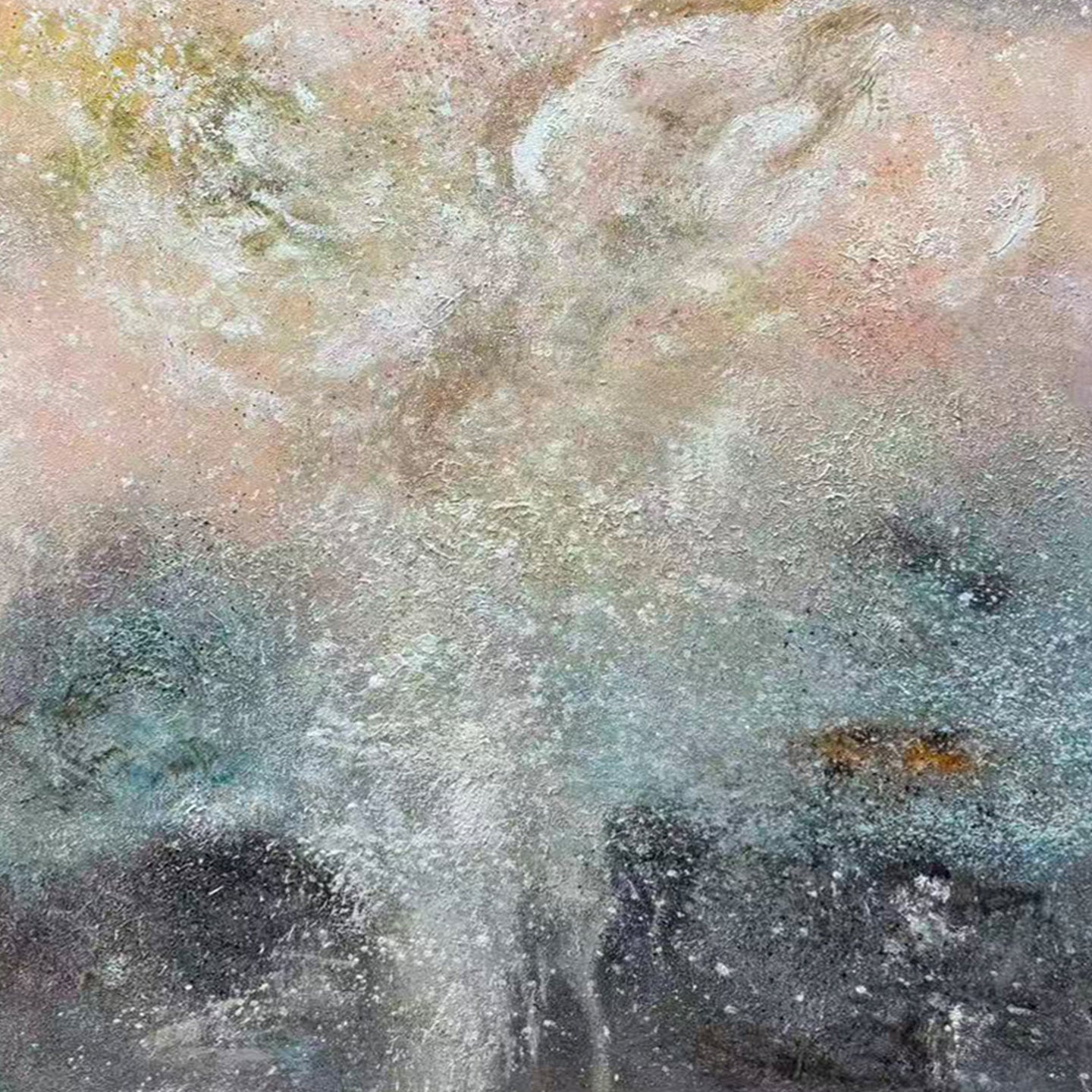 Whispering Light – Soft Pastel Abstract Oil Painting | Textured Neutral Art