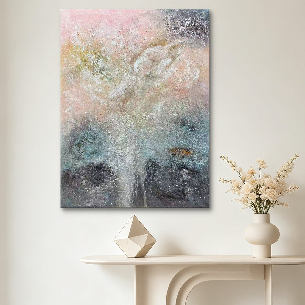 Whispering Light – Soft Pastel Abstract Oil Painting | Textured Neutral Art