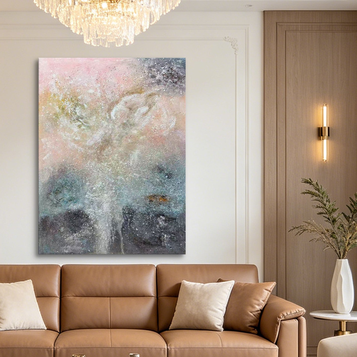 Whispering Light – Soft Pastel Abstract Oil Painting | Textured Neutral Art