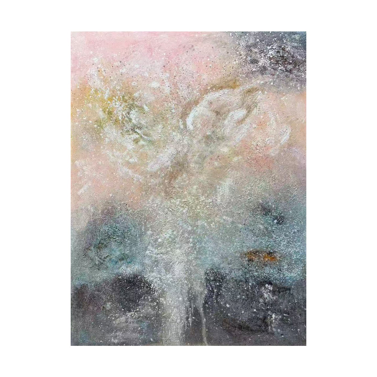 Whispering Light – Soft Pastel Abstract Oil Painting | Textured Neutral Art