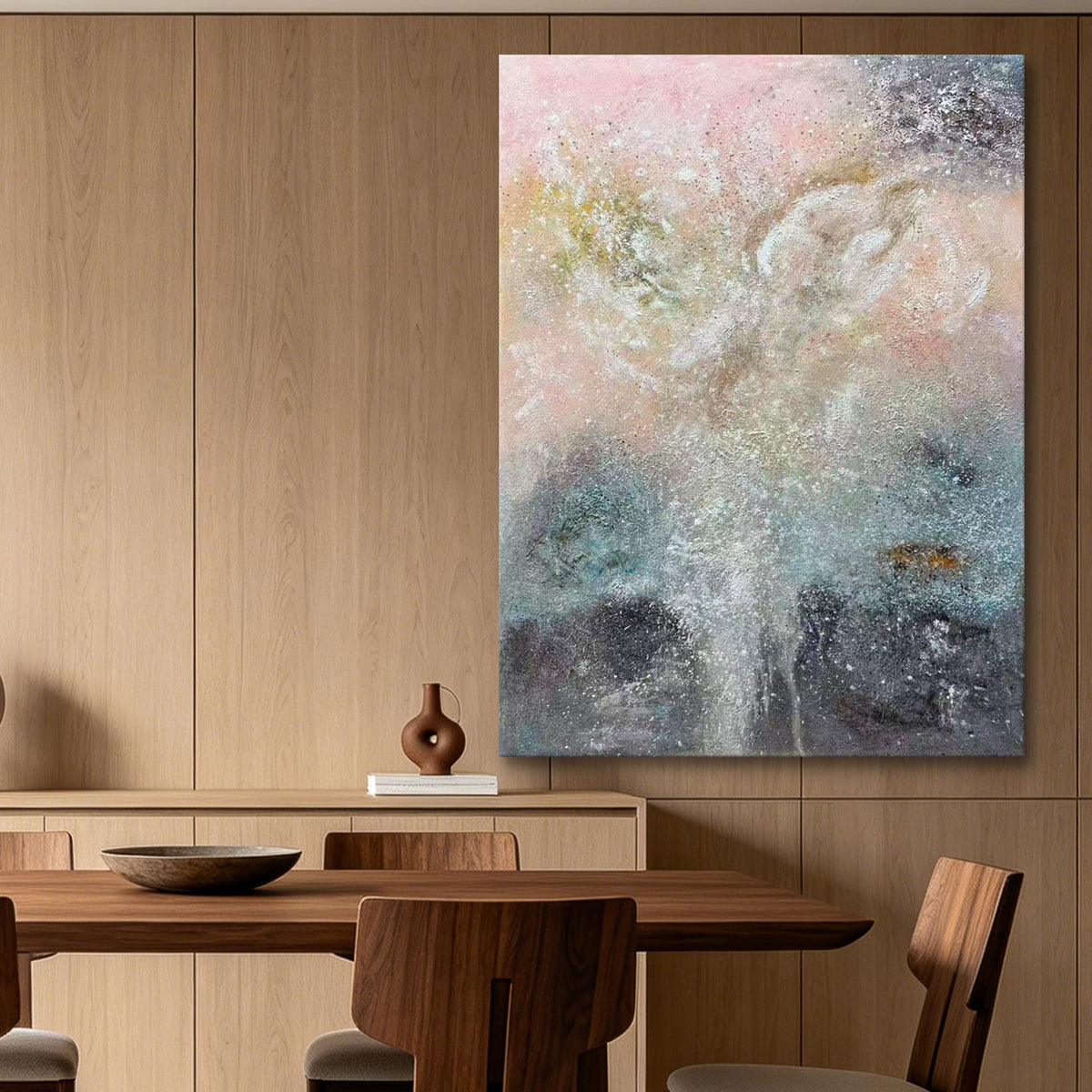 Whispering Light – Soft Pastel Abstract Oil Painting | Textured Neutral Art
