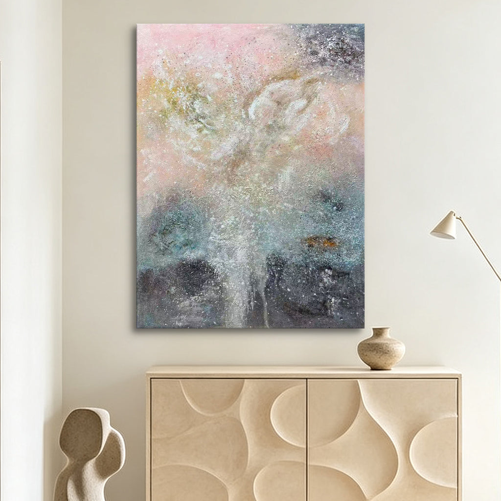 Whispering Light – Soft Pastel Abstract Oil Painting | Textured Neutral Art