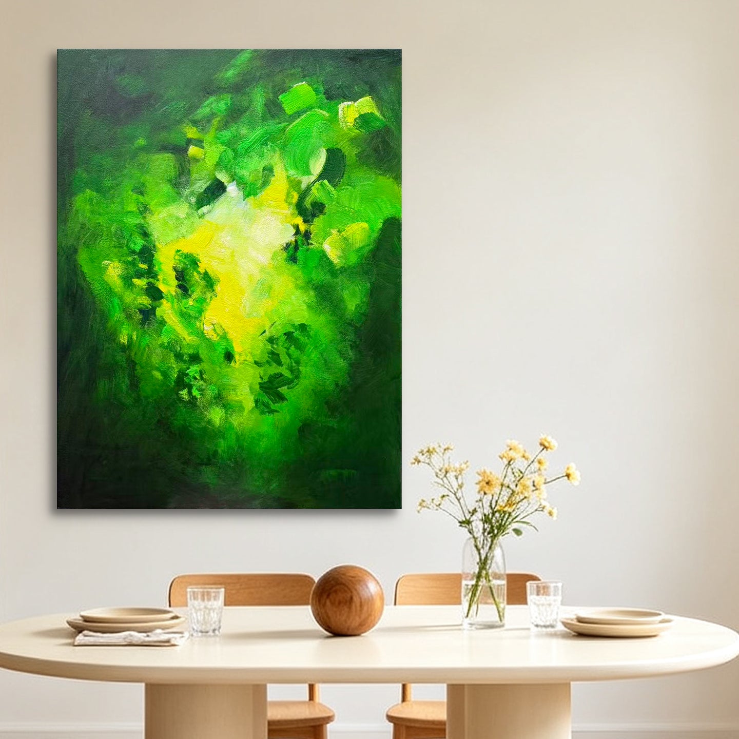 Emerald Pulse – Vibrant Green Abstract Oil Painting | Expressive Contemporary Art