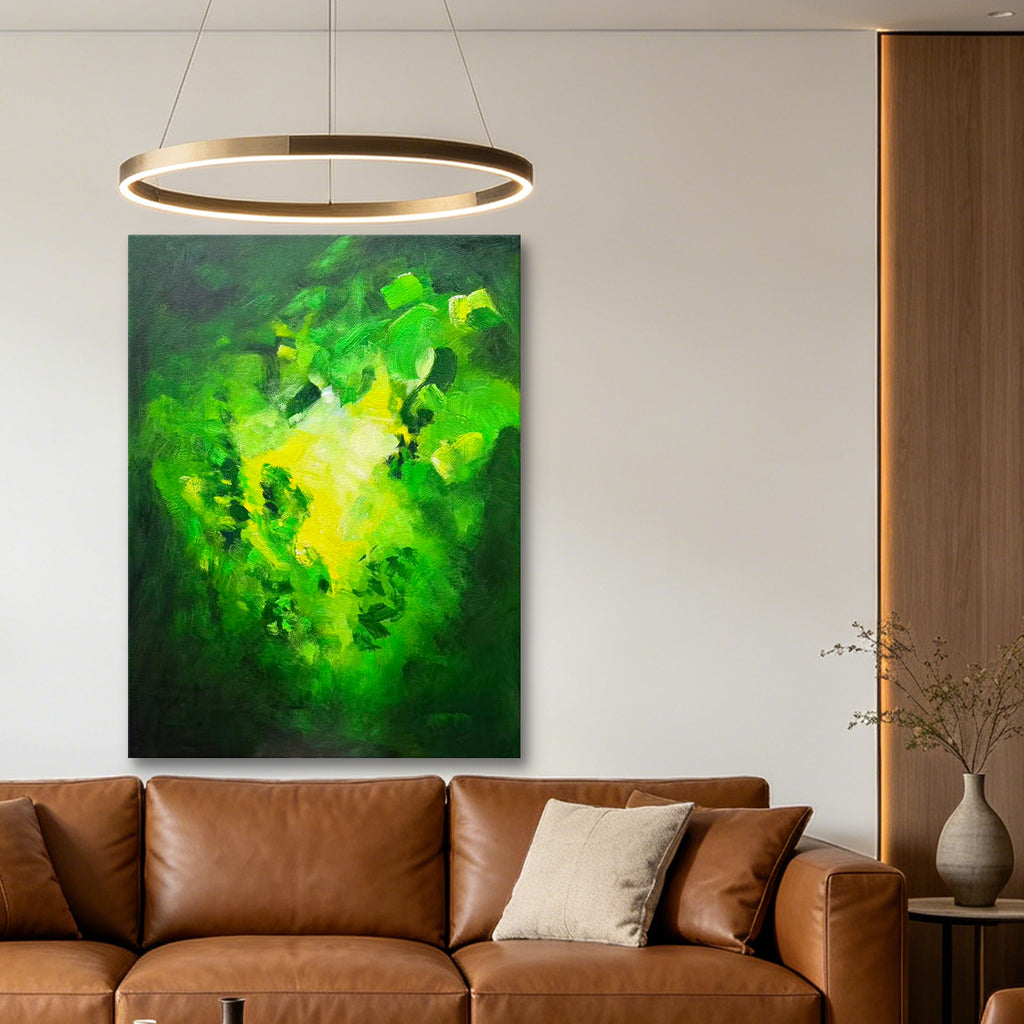 Emerald Pulse – Vibrant Green Abstract Oil Painting | Expressive Contemporary Art