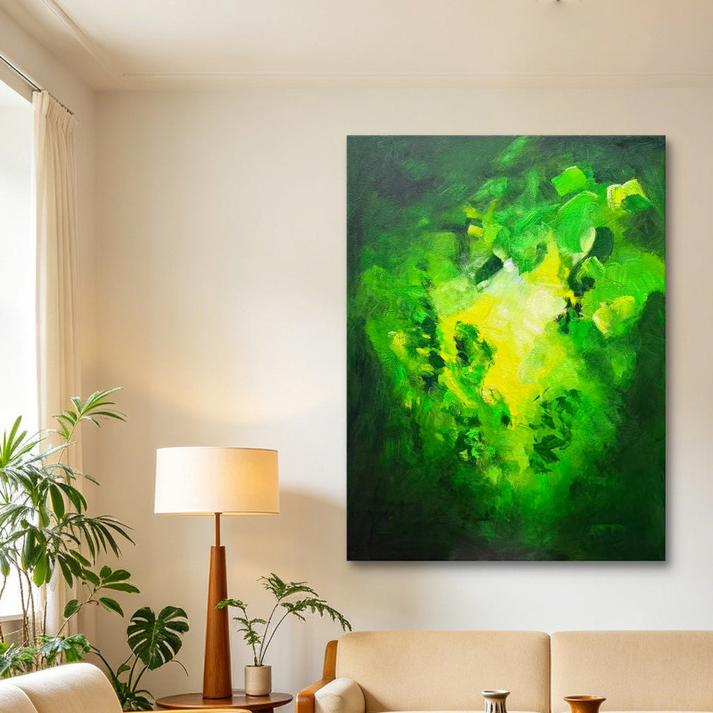 Emerald Pulse – Vibrant Green Abstract Oil Painting | Expressive Contemporary Art