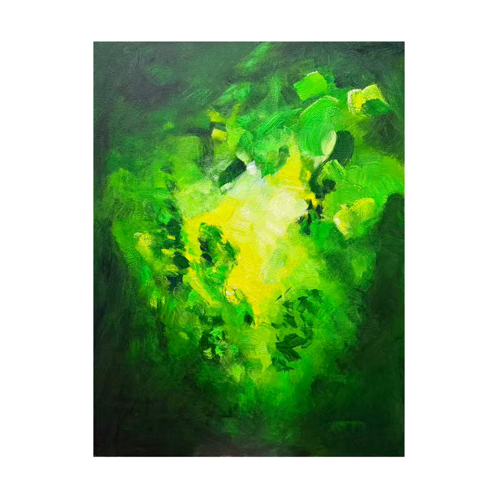 Emerald Pulse – Vibrant Green Abstract Oil Painting | Expressive Contemporary Art