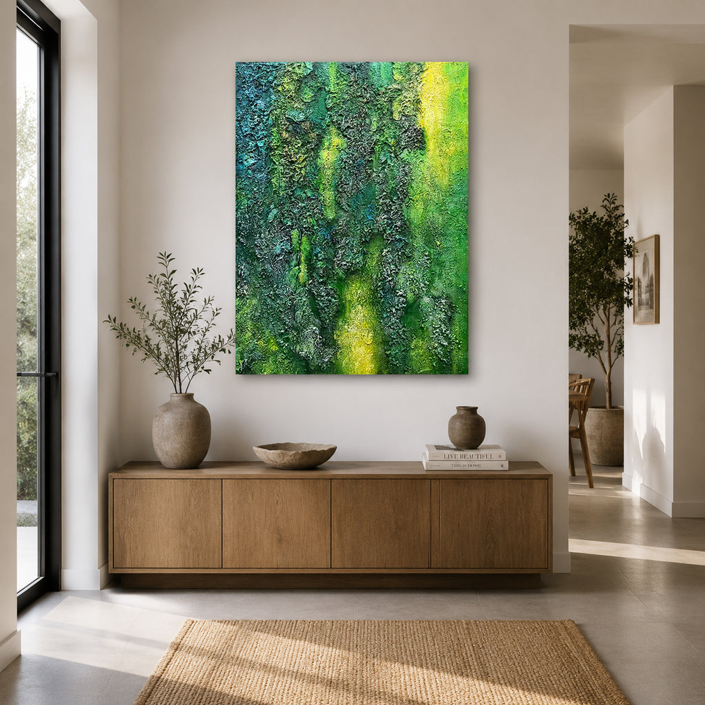 Emerald Forest – Original Textured Abstract Oil Painting on Canvas | Luxury Nature Wall Art